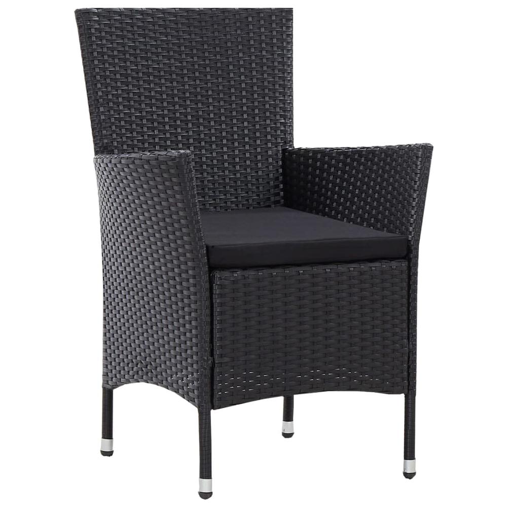 vidaXL Garden Chairs 2 pcs Black Poly Rattan, 45979