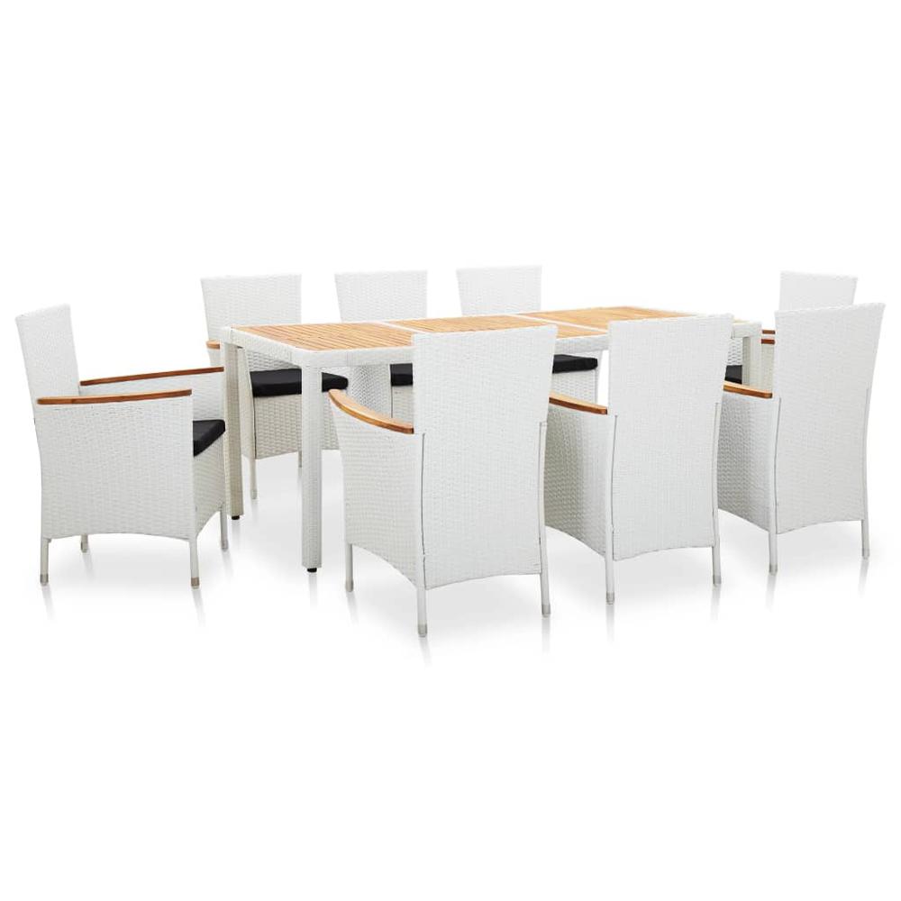 vidaXL 9 Piece Outdoor Dining Set Poly Rattan White, 45980