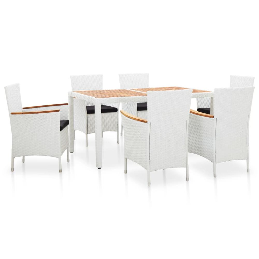 vidaXL 7 Piece Outdoor Dining Set Poly Rattan White, 45981