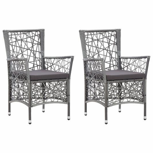 vidaXL Outdoor Chairs 2 pcs with Cushions Poly Rattan Gray, 45995