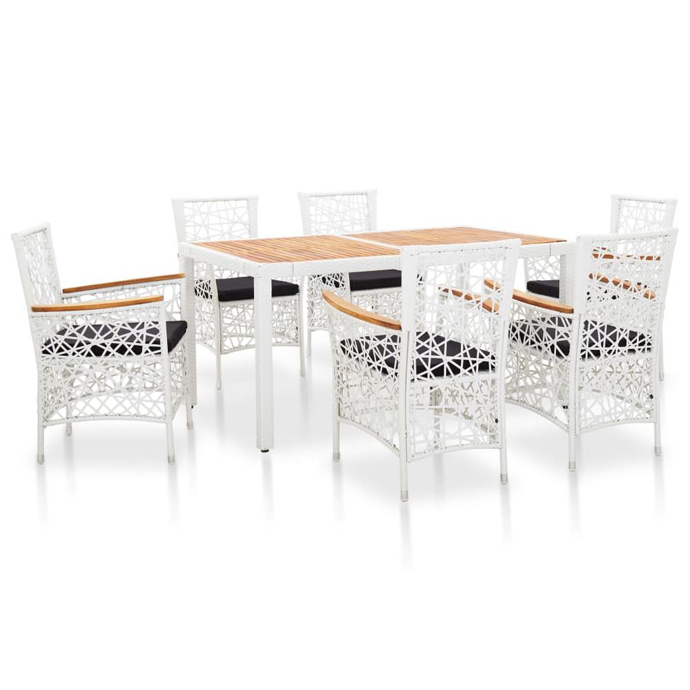 vidaXL 7 Piece Outdoor Dining Set Poly Rattan White, 45997