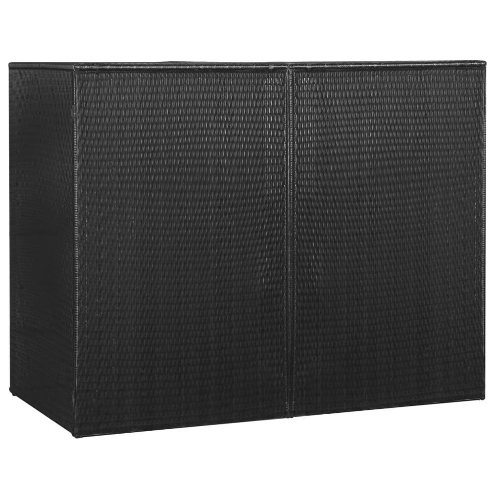 vidaXL Double Wheelie Bin Shed Black 60.2"x30.7"x47.2" Poly Rattan, 46730