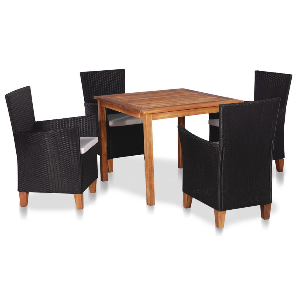 vidaXL 5 Piece Outdoor Dining Set Poly Rattan Black and Brown 9115