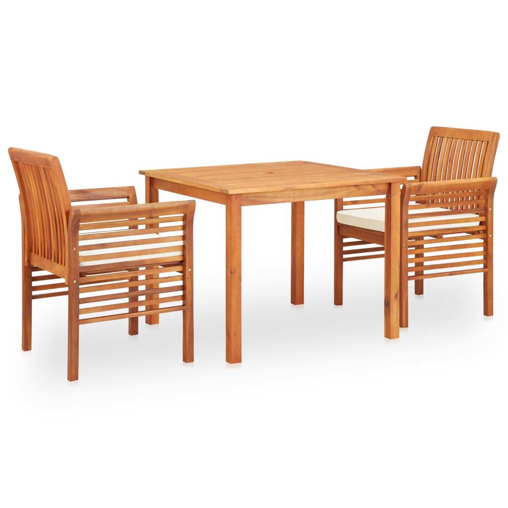 vidaXL 3 Piece Outdoor Dining Set with Cushions Solid Acacia Wood, 278895