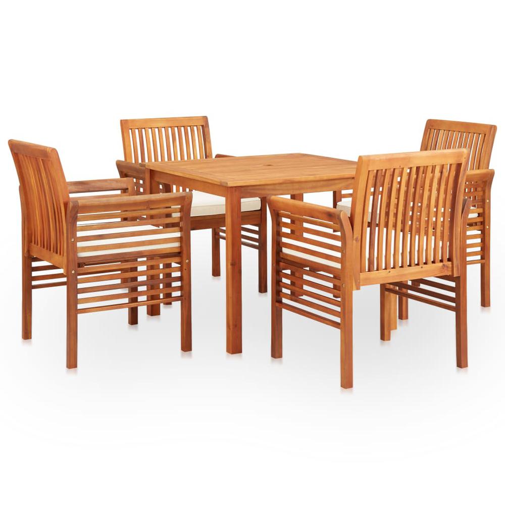 vidaXL 5 Piece Outdoor Dining Set with Cushions Solid Acacia Wood, 278896