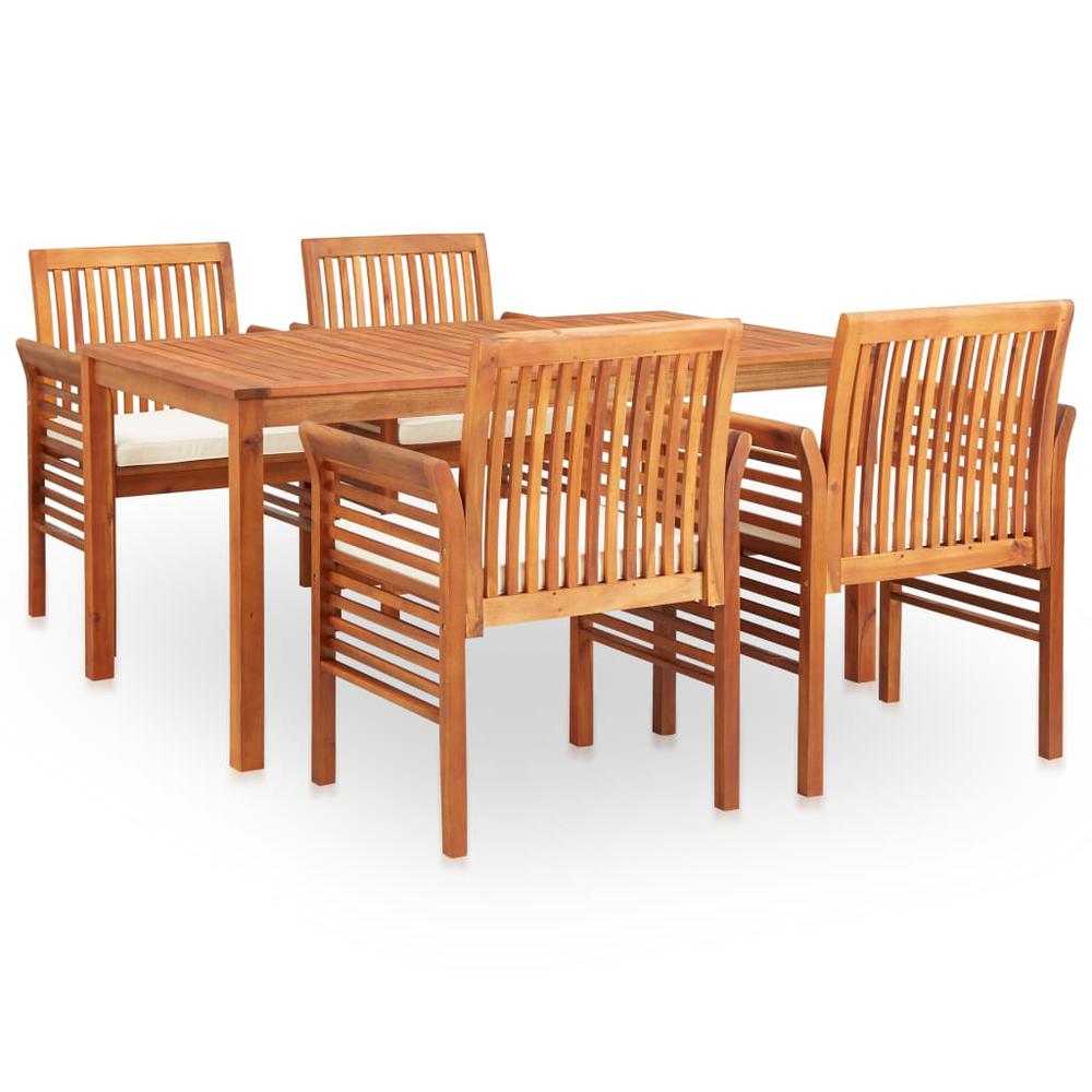 vidaXL 5 Piece Outdoor Dining Set with Cushions Solid Acacia Wood, 278897