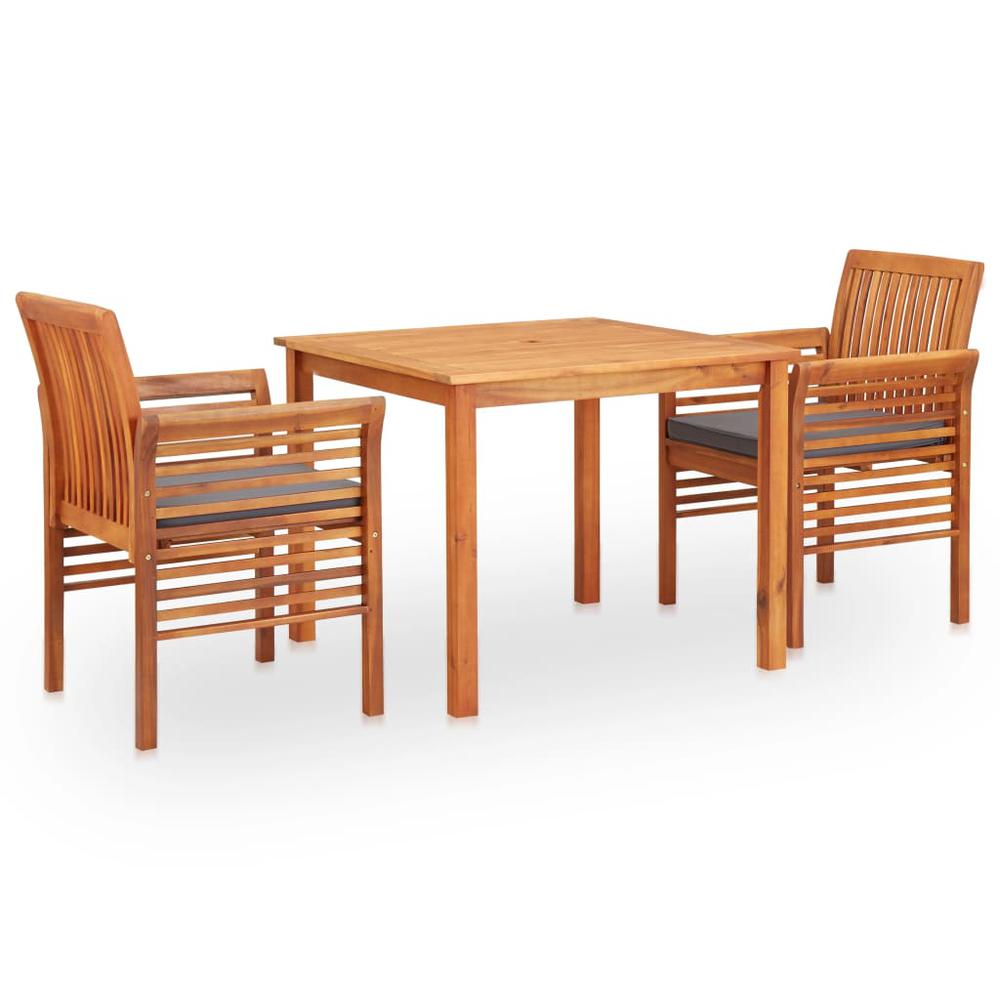 vidaXL 3 Piece Outdoor Dining Set with Cushions Solid Acacia Wood, 278901