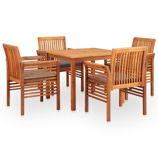 vidaXL 5 Piece Outdoor Dining Set with Cushions Solid Acacia Wood, 278902