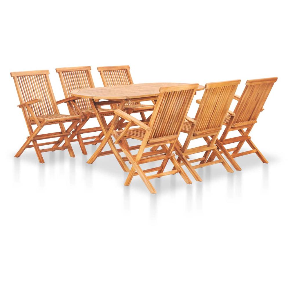 vidaXL 7 Piece Folding Outdoor Dining Set Solid Teak Wood, 48999