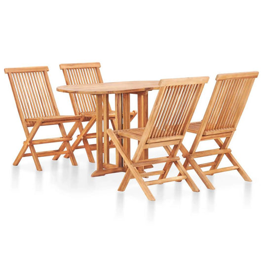 vidaXL 5 Piece Folding Outdoor Dining Set Solid Teak Wood, 49003