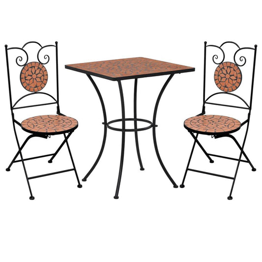 vidaXL 3 Piece Mosaic Bistro Set Ceramic Tile Terracotta, 279412