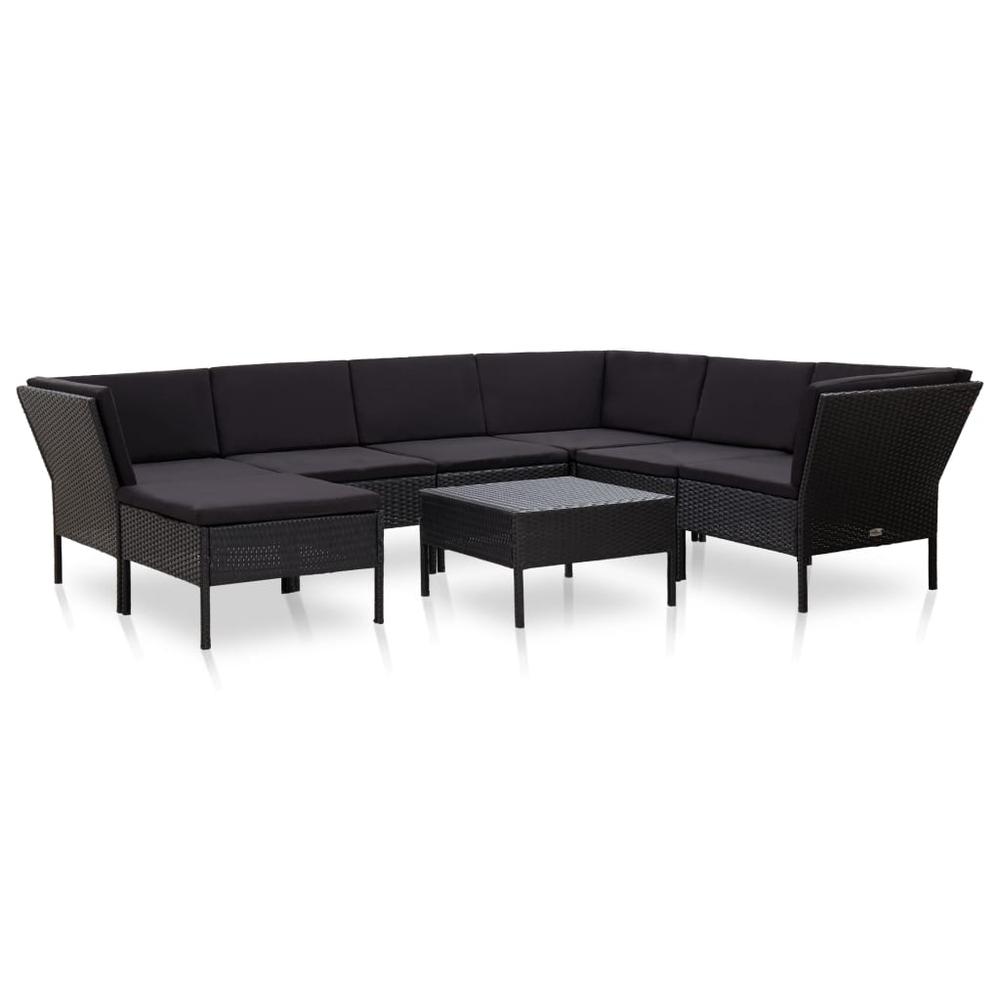 vidaXL 8 Piece Garden Lounge Set with Cushions Poly Rattan Black, 48953