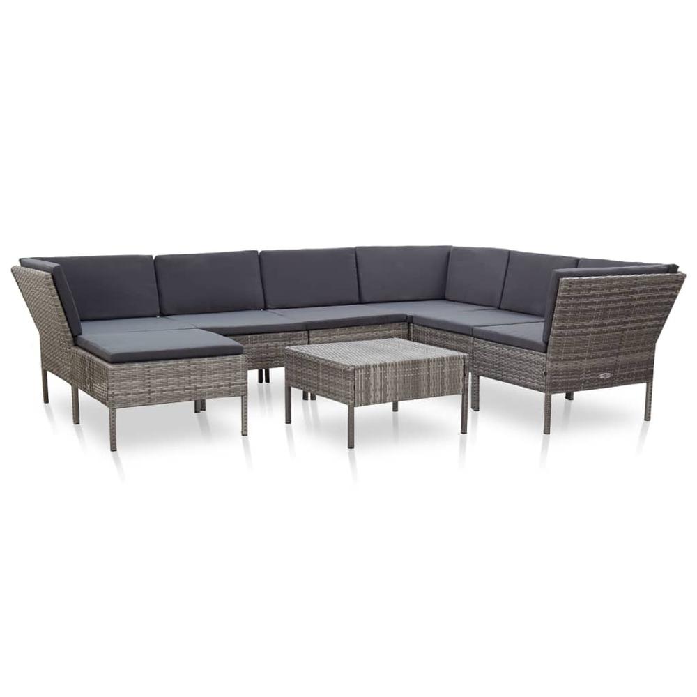 vidaXL 8 Piece Garden Lounge Set with Cushions Poly Rattan Gray, 48954