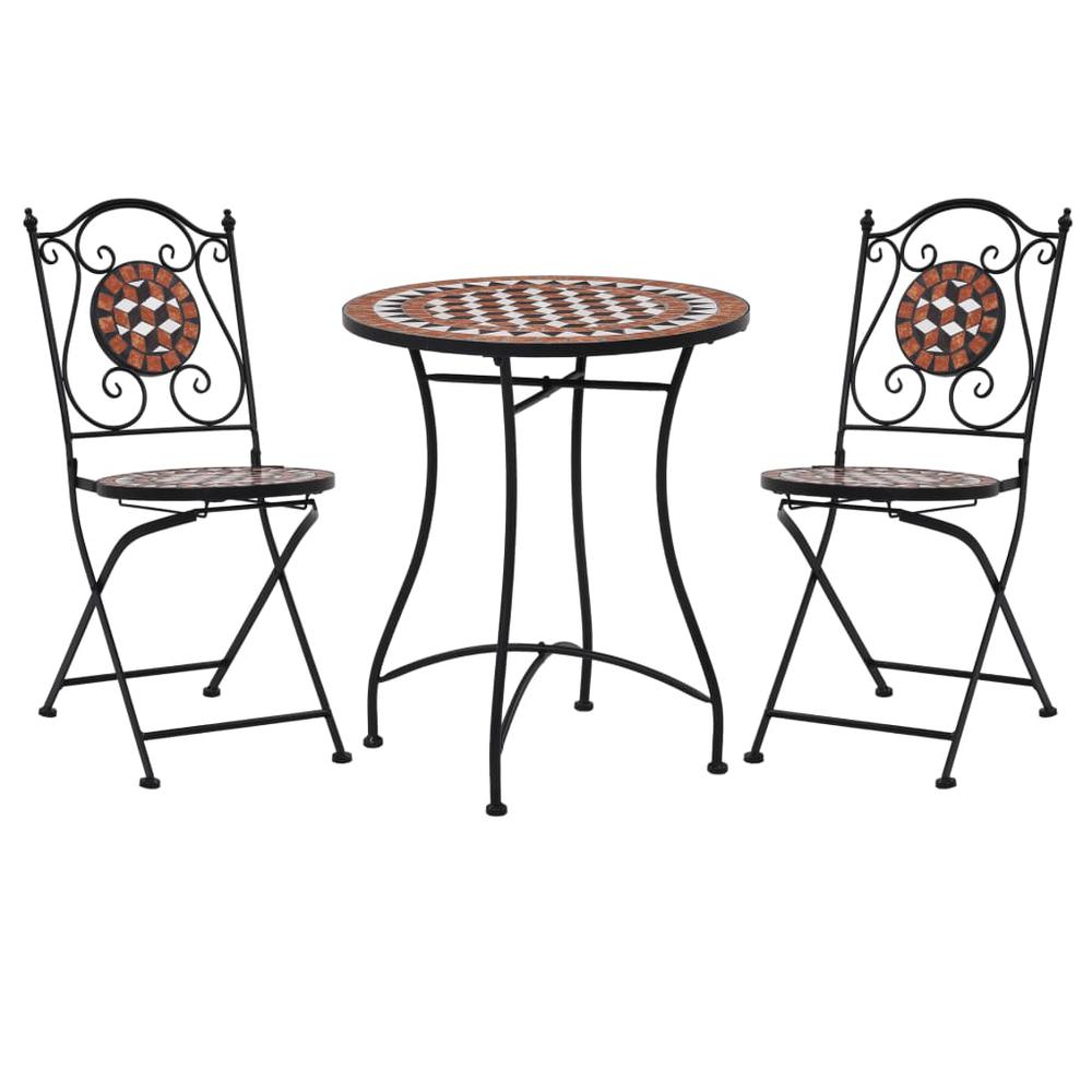 vidaXL 3 Piece Mosaic Bistro Set Ceramic Tile Terracotta, 279689