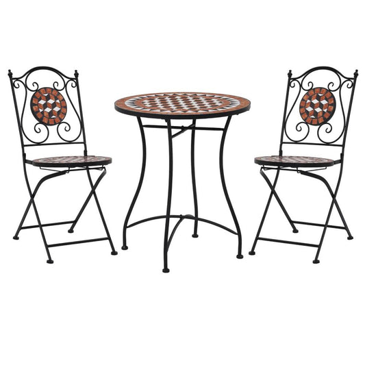 vidaXL 3 Piece Mosaic Bistro Set Ceramic Tile Terracotta, 279689