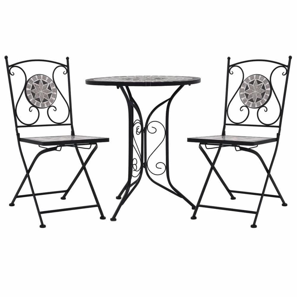 vidaXL 3 Piece Mosaic Bistro Set Ceramic Tile Gray, 279690