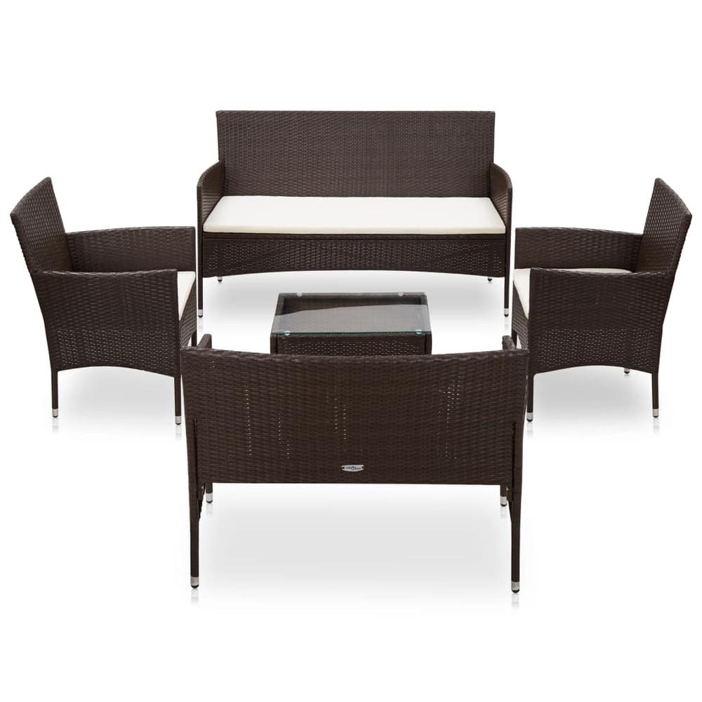 vidaXL 5 Piece Garden Lounge Set With Cushions Poly Rattan Brown 5892