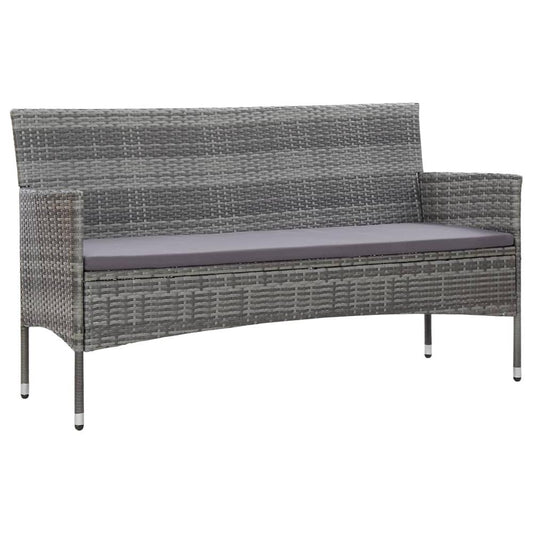 vidaXL 3-Seater Garden Sofa with Cushions Gray Poly Rattan, 45898