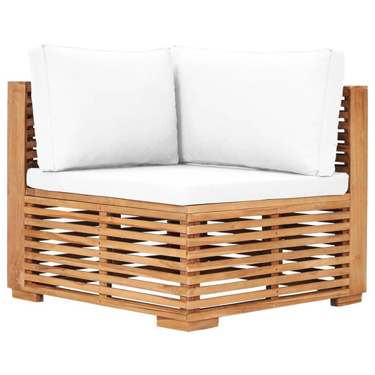 vidaXL Garden Corner Sofa with Cream Cushion Solid Teak Wood 9375