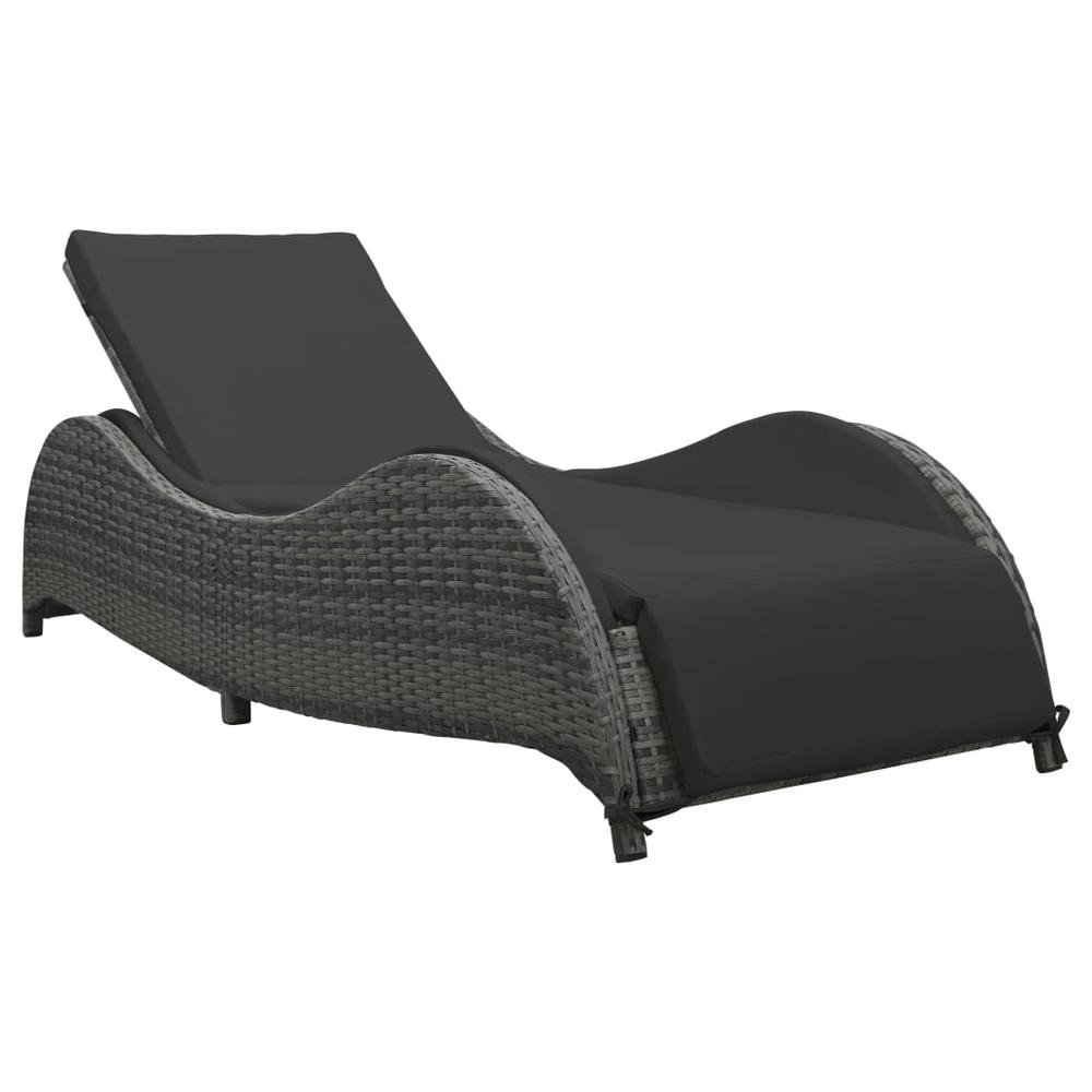 vidaXL Sun Lounger with Cushion Poly Rattan Anthracite, 49494