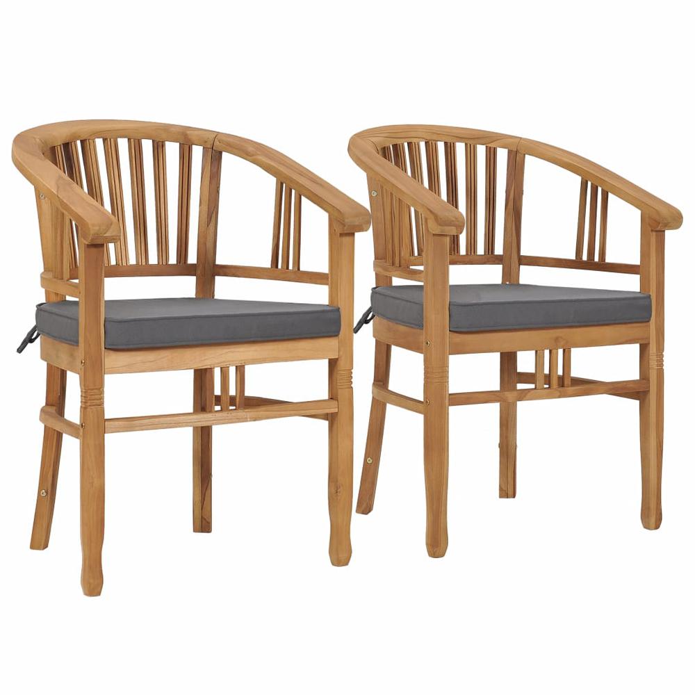 vidaXL Garden Chairs with Cushions 2 pcs Solid Teak Wood 9431