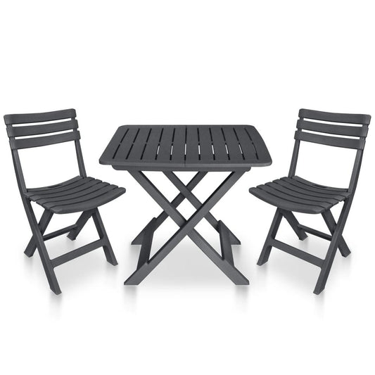 vidaXL 3 Piece Folding Bistro Set Plastic Anthracite, 48753