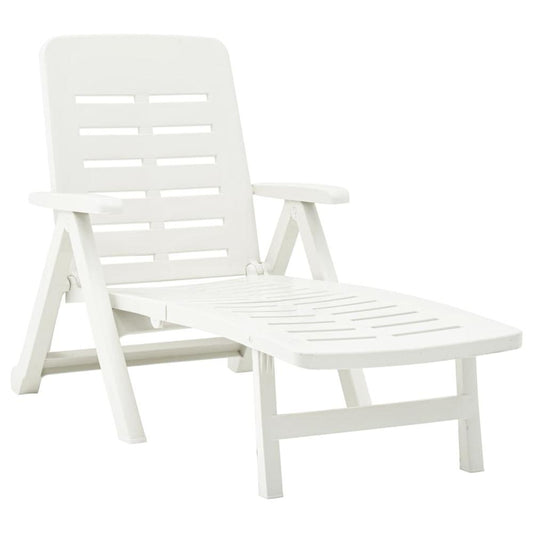 vidaXL Folding Sun Lounger Plastic White, 48754