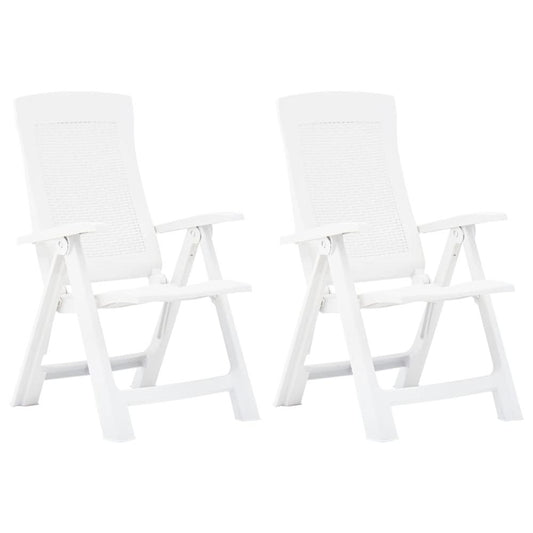 vidaXL Garden Reclining Chairs 2 pcs Plastic White, 48760