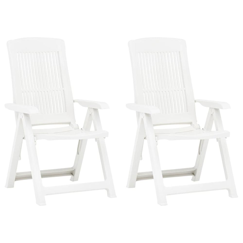 vidaXL Garden Reclining Chairs 2 pcs Plastic White, 48766