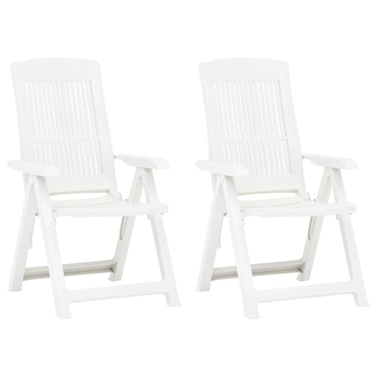 vidaXL Garden Reclining Chairs 2 pcs Plastic White, 48766