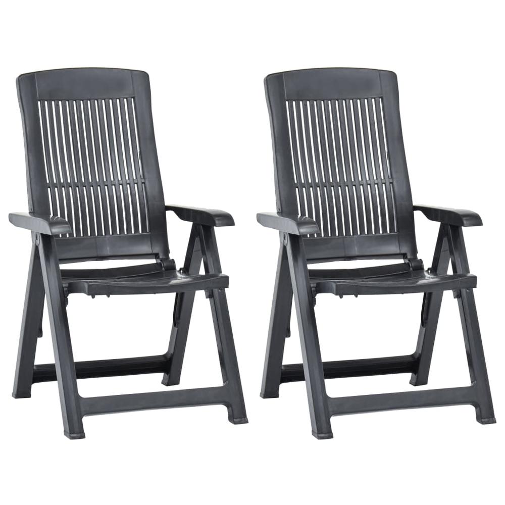 vidaXL Garden Reclining Chairs 2 pcs Plastic Anthracite, 48768