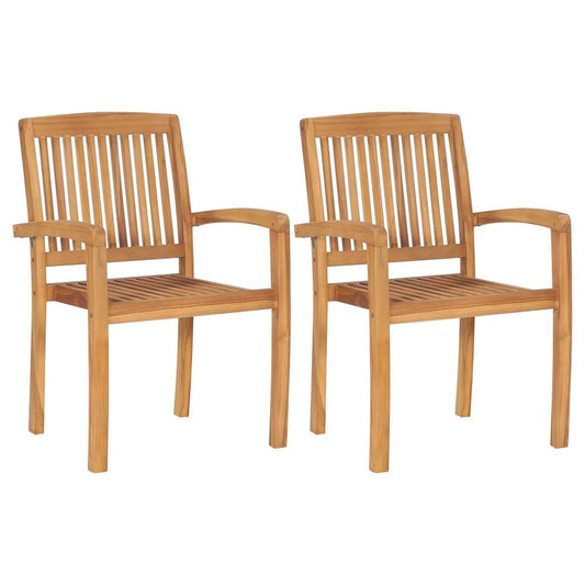 vidaXL Stacking Garden Dining Chairs 2 pcs Solid Teak Wood, 49387