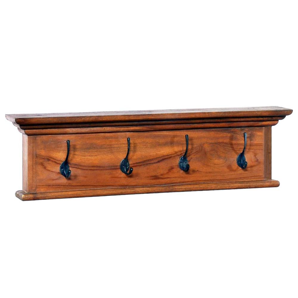 vidaXL Wall Mounted Coat Rack 27.6"x3.9"x7.9" Solid Teak Wood, 289063