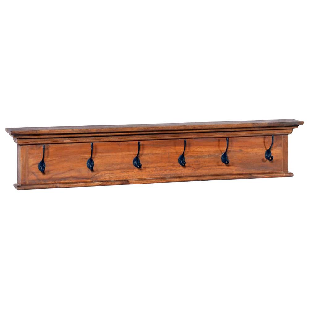 vidaXL Wall Mounted Coat Rack 39.4"x3.94"x7.9" Solid Teak Wood, 289064