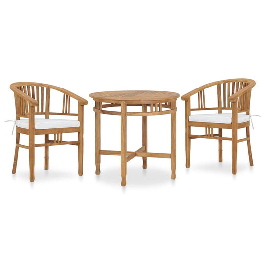 vidaXL 3 Piece Garden Dining Set with Cushions Solid Teak Wood 3648