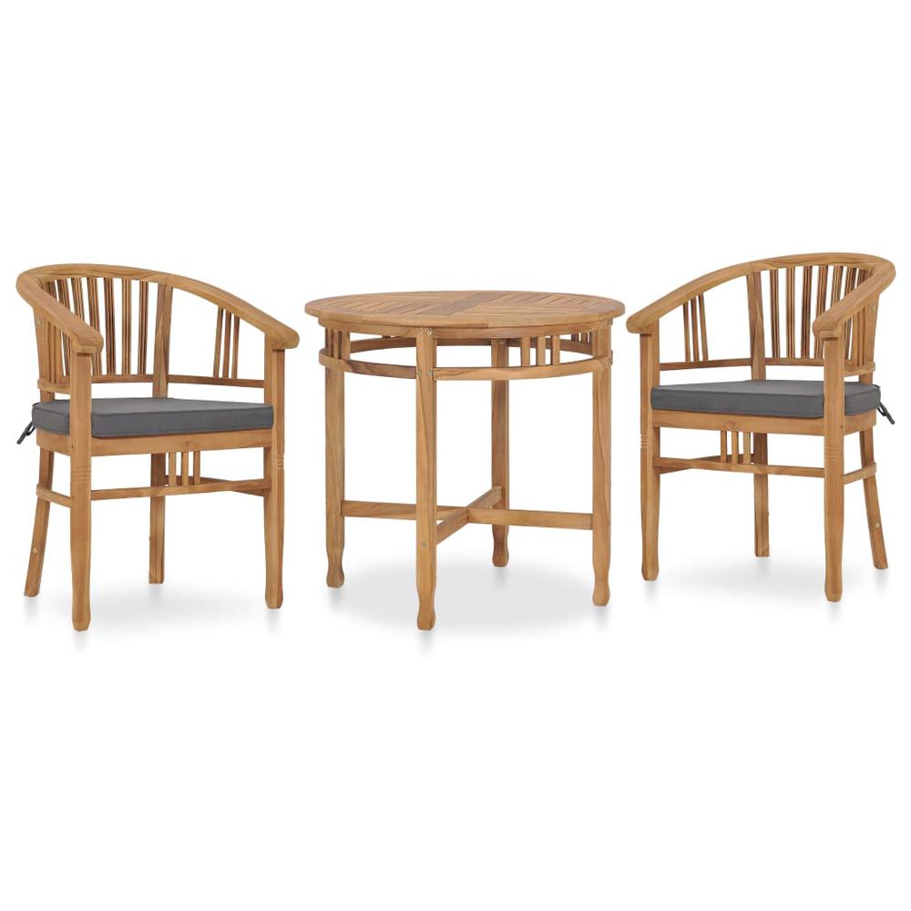 vidaXL 3 Piece Garden Dining Set with Cushions Solid Teak Wood 3649