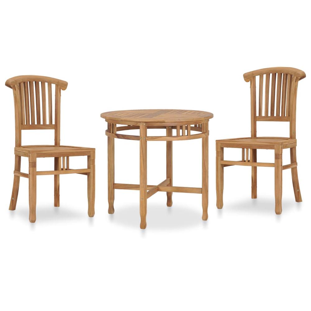 vidaXL 3 Piece Garden Dining Set Solid Teak Wood 3651