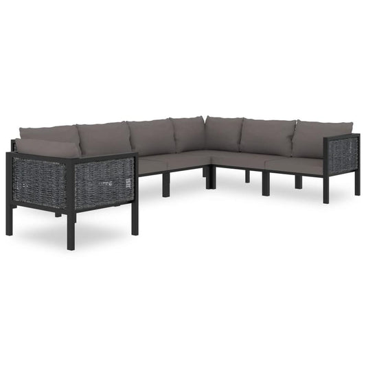 vidaXL 7 Piece Garden Lounge Set with Cushions Poly Rattan Anthracite, 49403