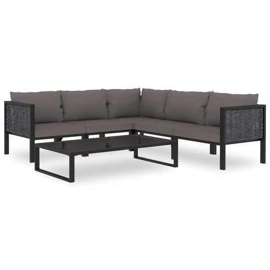 vidaXL 6 Piece Garden Lounge Set with Cushions Poly Rattan Anthracite, 49409