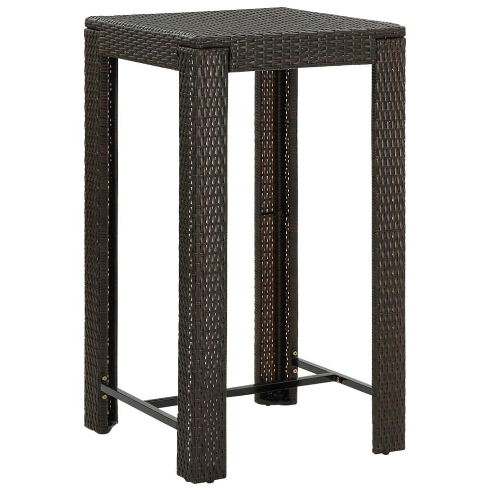 vidaXL Garden Bar Table Brown 23.8"x23.8"x43.5" Poly Rattan, 45870