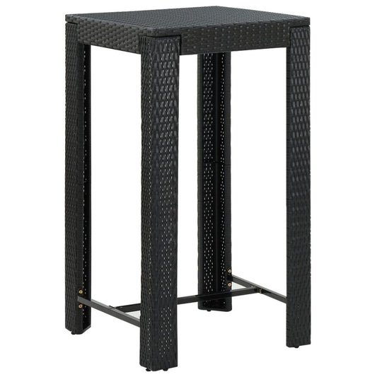 vidaXL Garden Bar Table Black 23.8"x23.8"x43.5" Poly Rattan, 45871