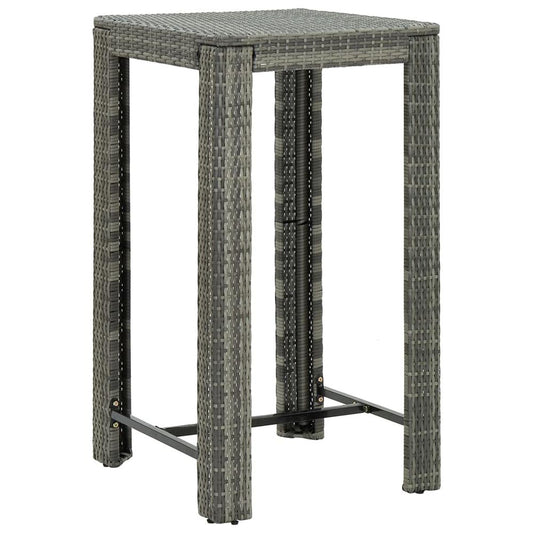 vidaXL Garden Bar Table Gray 23.8"x23.8"x43.5" Poly Rattan, 45872