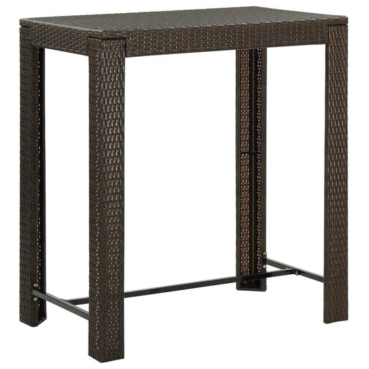 vidaXL Garden Bar Table Brown 39.4"x23.8"x43.5" Poly Rattan, 45873