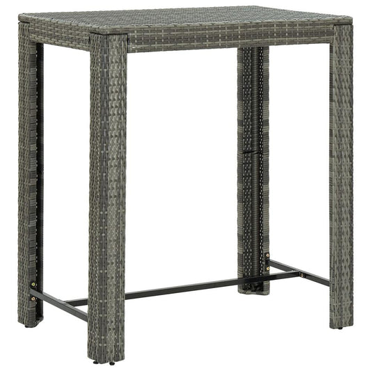 vidaXL Garden Bar Table Gray 39.4"x23.8"x43.5" Poly Rattan, 45875