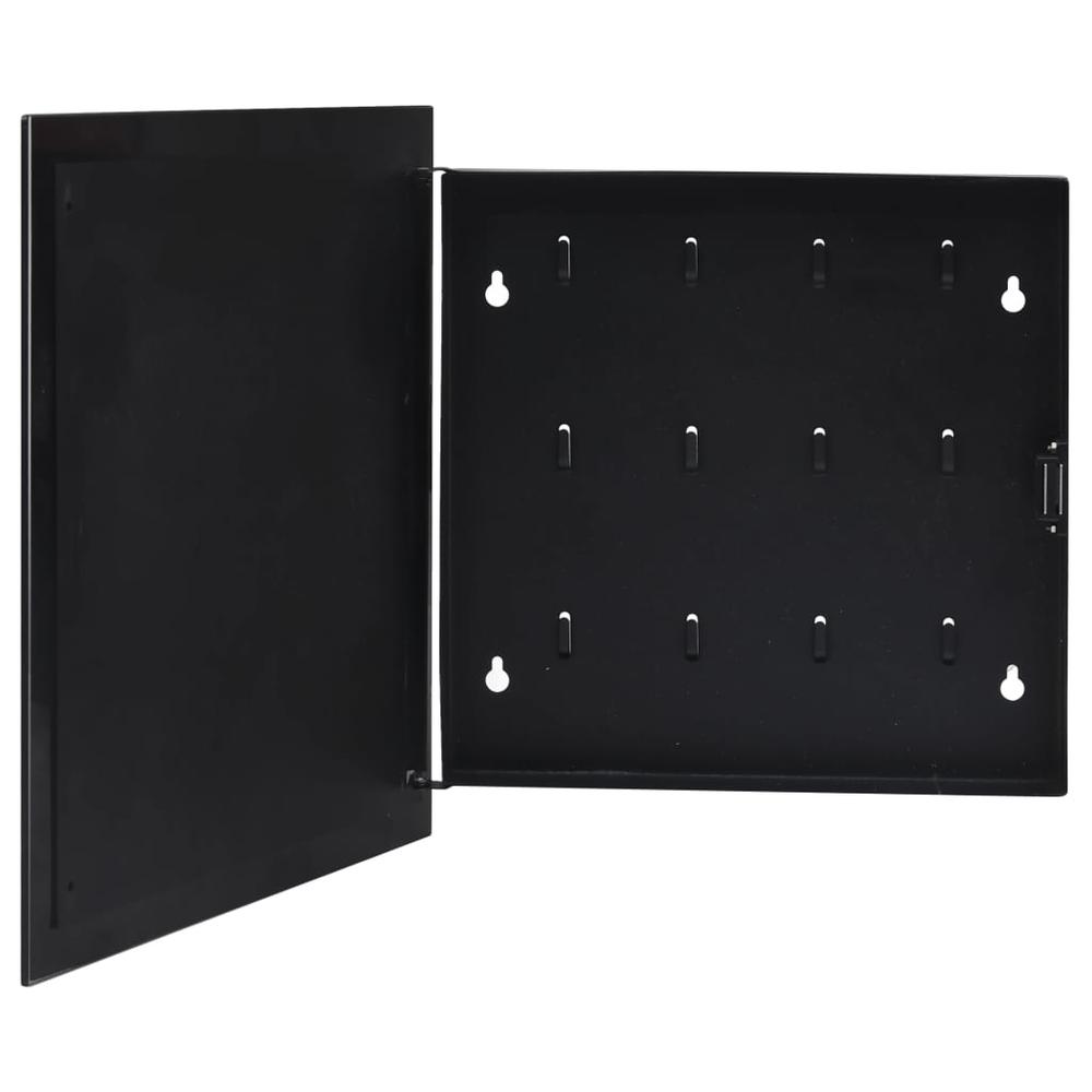 vidaXL Key Box with Magnetic Board Black 13.8"x13.8"x2.2" 2777