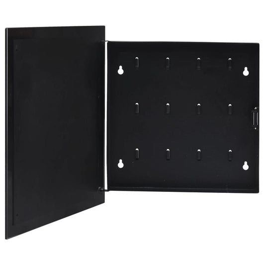 vidaXL Key Box with Magnetic Board Black 13.8"x13.8"x2.2" 2777