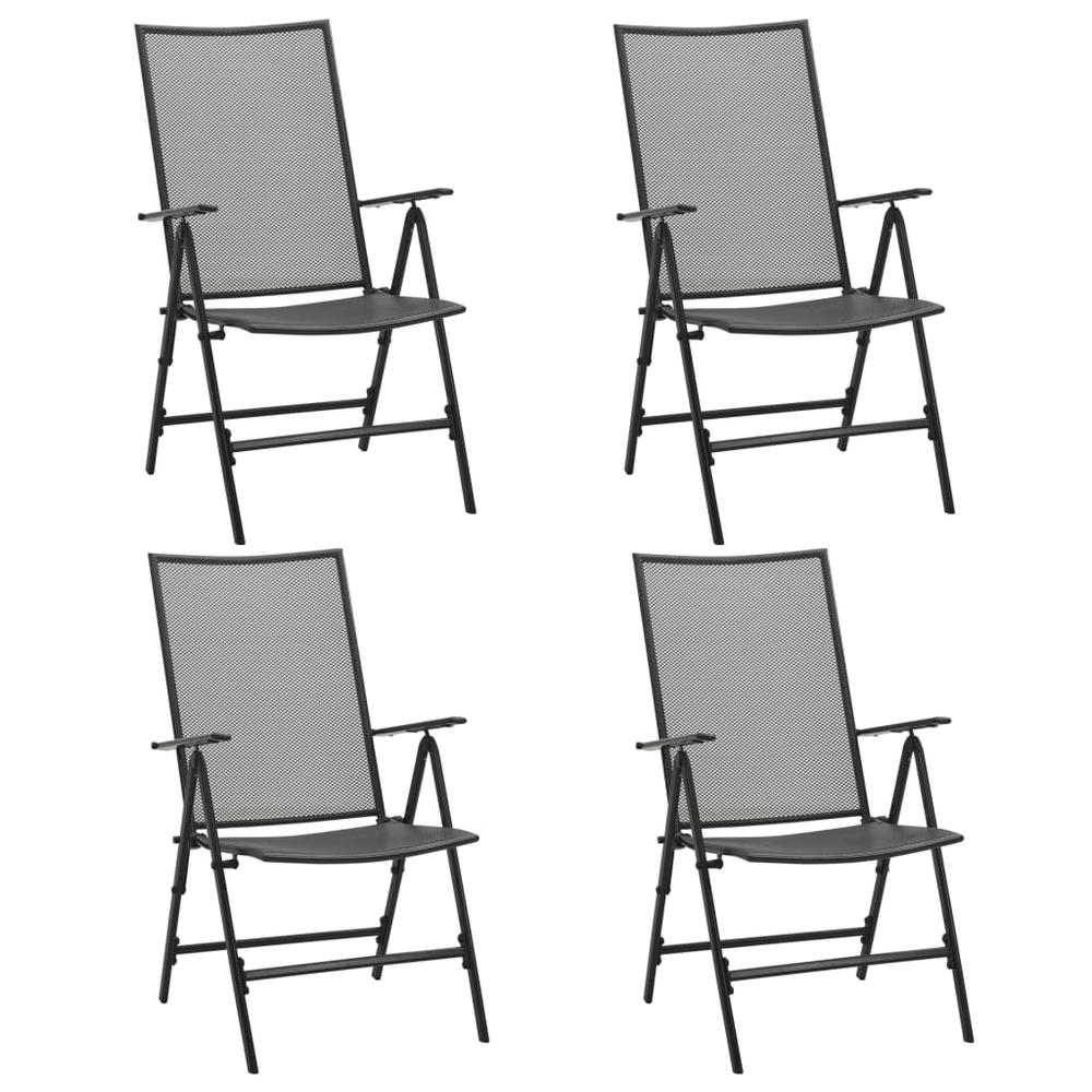 vidaXL Folding Mesh Chairs 4 pcs Steel Anthracite, 310153