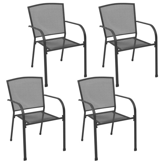 vidaXL Outdoor Chairs 4 pcs Mesh Design Anthracite Steel, 310154