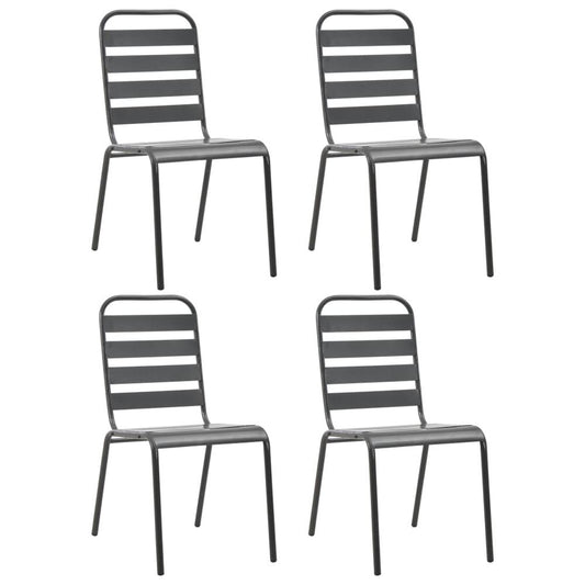 vidaXL Outdoor Chairs 4 pcs Slatted Design Steel Dark Gray, 310155