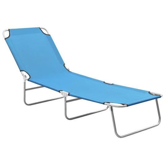 vidaXL Folding Sun Lounger Steel and Fabric Turquoise Blue, 310329